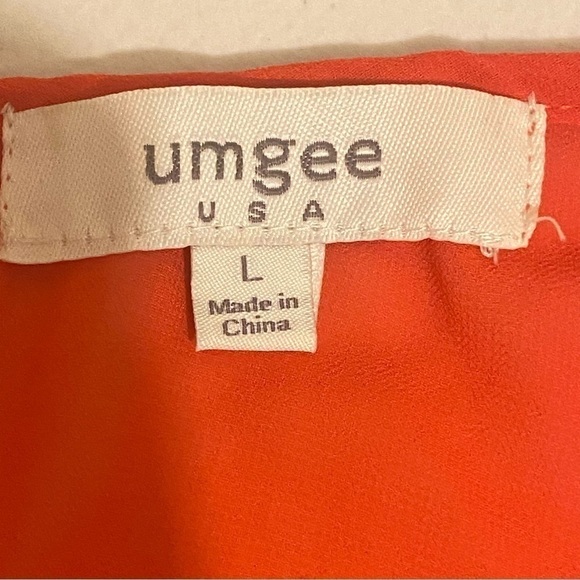 UMGEE Cover Up Women’s Orange Back Sheer Buttons Top Size L Cap Sleeves - Picture 6 of 9